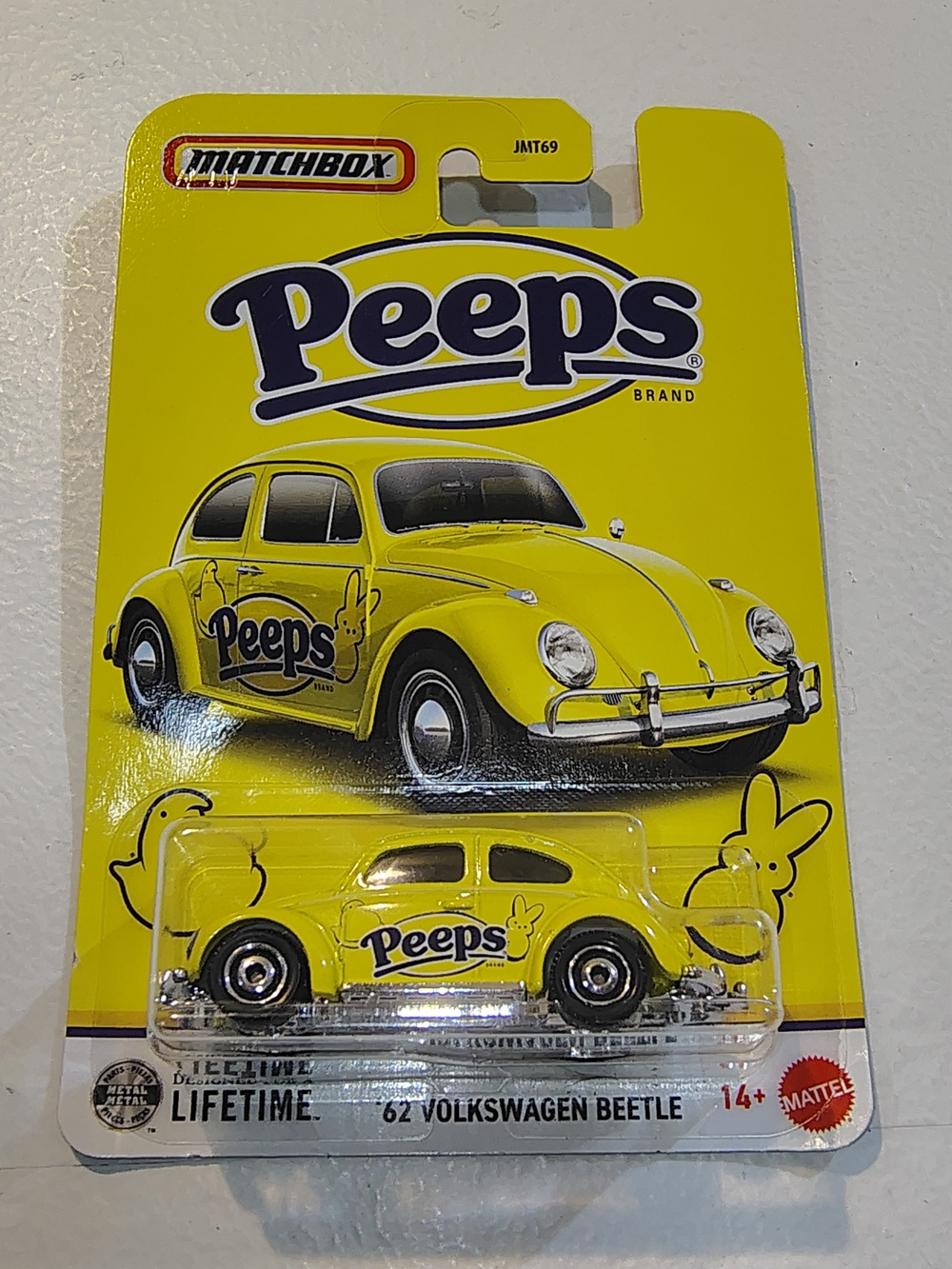 Matchbox Peeps Yellow '62 Volkswagen Beetle Toy Car